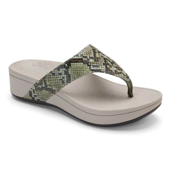 Vionic Sandals Ireland - Naples Platform Sandal Olive Snake - Womens Shoes On Sale | UNJPK-7492